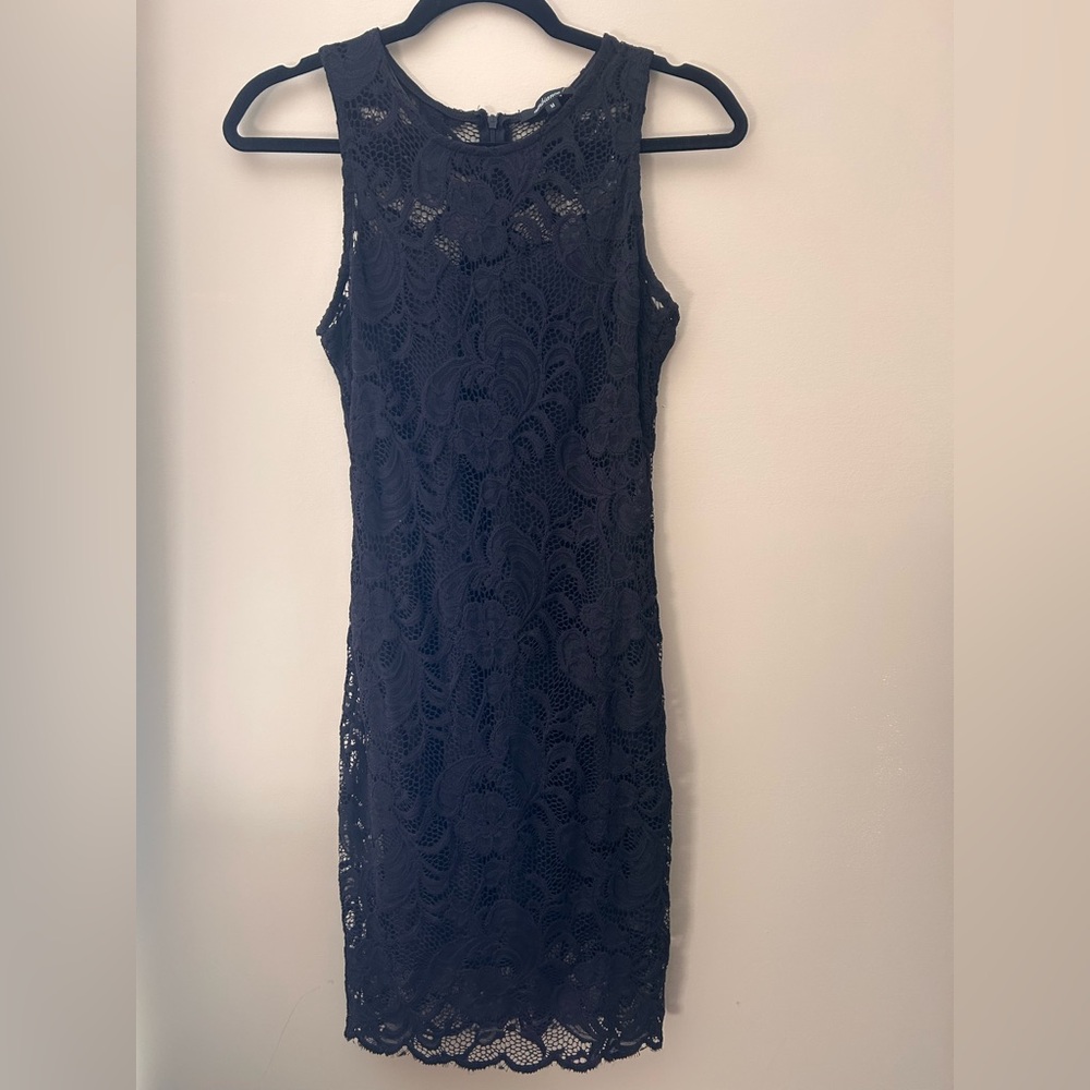Sleeveless Black Lace Sheath Dress